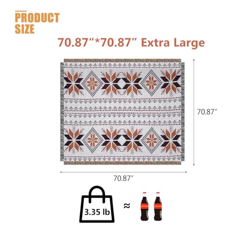 Boho Throw Blankets Knit Bed Blankets with Tassel Aztec Western Throws Cover Farmhouse Decor for All Season Sofa Couch Cha...
