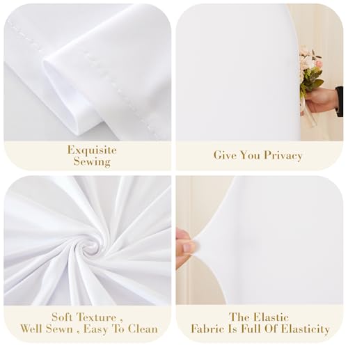 White Arch Cover with Lights String 7.2ft Spandex Wedding Arch Backdrop Cover with Lights for Birthday Party Bridal Baby S...
