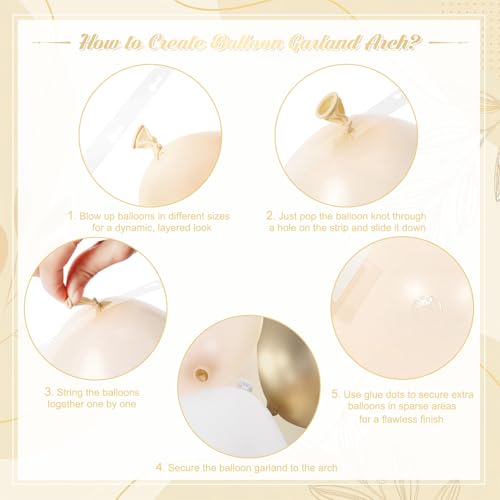 White and Gold Balloon Garland Arch Kit 132Pcs Metallic gold Ivory white Cream White Clear Balloons Different Sizes for We...