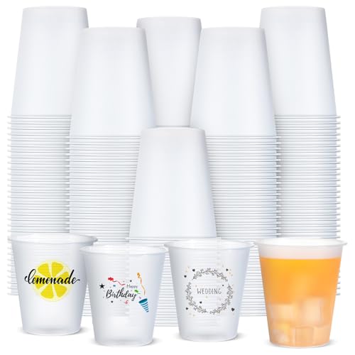 Jingmore 100 Pcs 8 oz Clear Frosted Plastic Cups Bulk for Wedding Stadium Blank Plastic Drinking Frosted Cups Disposable P...