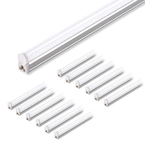 Barrina (Pack of 12 LED T5 Shop Light, 4FT, 2200lm, 6500K (Super Bright White), 20W, Utility Shop Lights, Ceiling and Unde...