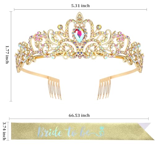 Jaciya Gold Crown Princess Tiara Gold Headpiece for Women Wedding Prom Birthday Christmas Party Decorations