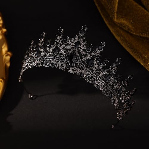Feltent Black Tiara for Women Crystal Queen Crowns Rhinestone Princess Tiaras for Girl Wedding Headband for Bride Hair Acc...