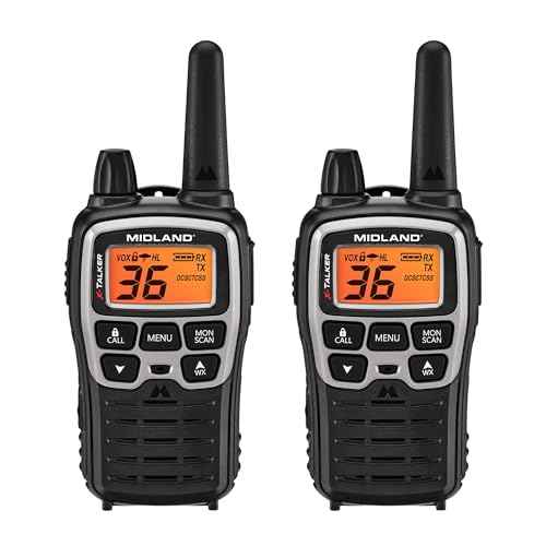 Midland¢ç T71VP3 X-TALKER Long Range Walkie Talkie - FRS Two-Way Radio for Camping Overlanding Rock Crawling - NOAA Weather Scan - 36 Channels and 121 Privacy Codes Black/Silver 2 Pack