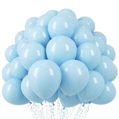 Voircoloria 110pcs Light Blue Balloons 12inch Baby Blue Latex Party Balloons for Boys Girls Birthday Party, Baby Shower, W...