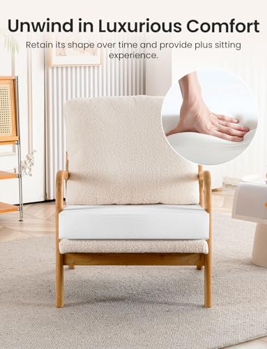 Mixcous Mid Century Modern Accent Chairs for Living Room, 23” Wide Comfy Chair for Bedroom, Small Cozy Sherpa Reading Chai...