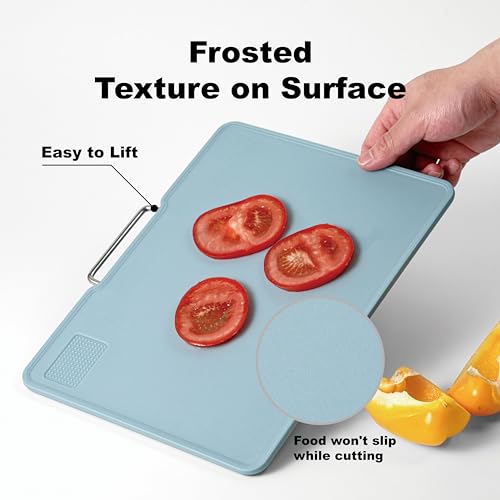 KOFRAND Plastic Cutting Boards with Grinding Area and Measurement, Cutting Boards for Kitchen Dishwasher Safe, Set of 3 wi...