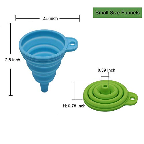 KongNai Kitchen Funnel Set 4 Pack, Small and Large, Kitchen Gadgets Accessories Foldable Silicone Collapsible Funnels for ...