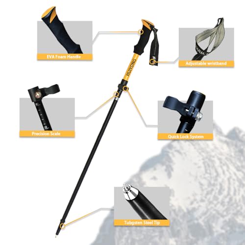 HUINING Foldable Hiking Poles Telescopic,Nordic Walking Poles Women and Men,Trekking Poles,Ultralight Trekking Poles Made ...