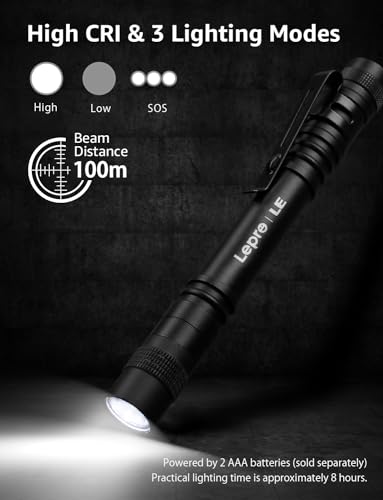 LE LED Pen Flashlights, Lightweight, Mini, Waterproof Pocket Flashlight with Clip, 2 Pack Small Flashlights for Inspectio...