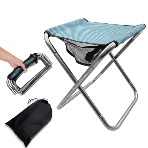XHKDSYMC 16 Inch Tall Portable Folding Camping Stool - Aluminum Alloy Lightweight Seat With Carry Bag for Fishing, Outdoor...