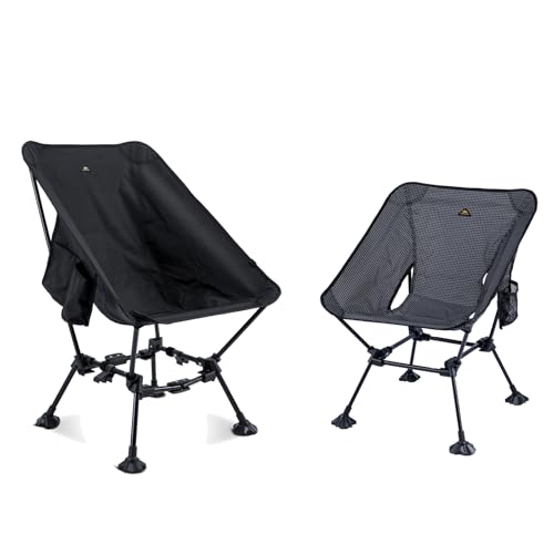 iClimb 1 Anti-Sink Large Feet Chair and 1 Two-Heights Light Compact Anti-Sinking Chair, Ultralight Compact for Adults Outd...