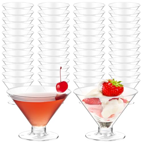 S8686S 50 PCS Disposable Martini Glasses for Parties 5oz,Plastic Martini Glasses Disposable,Martini Plastic Cups for Weddi...