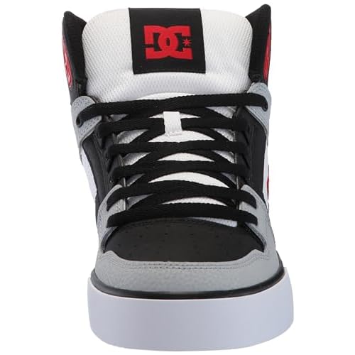 DC Men's Pure High Top WC Skate Shoe Black/Grey/RED 11