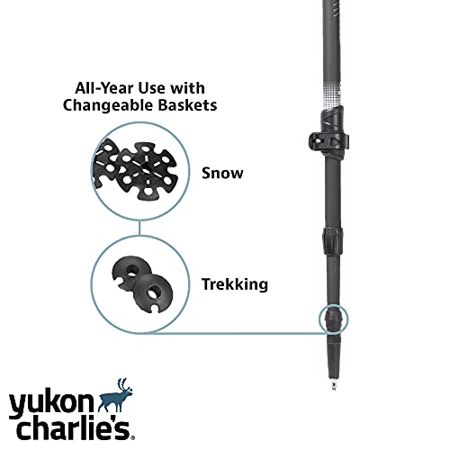 Yukon Charlie's Sherpa Trekking Poles, Twist Lock Adjustment System, Hiking Poles and Snow Baskets, Multiple Styles & Sizes
