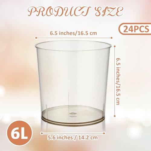 FillTouch 24 Pcs Plastic Ice Bucket 6 Liter Clear Ice Drink Wine Cooler for Wedding Large Champagne Beer Buckets Beverage ...