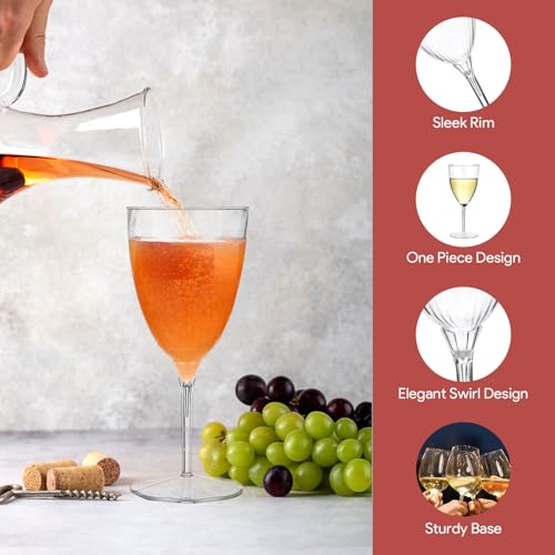 32 PCS Clear Disposable Plastic Champagne Flutes, 8 Oz Plastic Champagne Glasses, DisposableFlutes for Party, Disposable W...