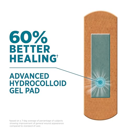 BAND-AID Brand Hydro Seal Adhesive Waterproof Bandages, Hydrocolloid Gel Patch for First Aid Support Better Healing for Mi...