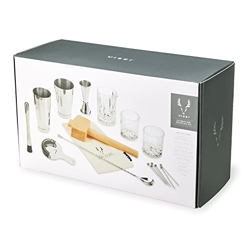 Viski Bartender Kit and Barware Set Includes Boston Cocktail Shakers, Mixing Glass, Jigger, Muddler, Strainer, Bar Spoon, ...