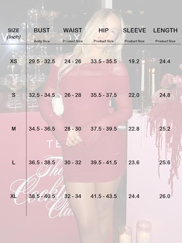 OZICERD Off The Shoulder Mini Dresses for Women Long Sleeve Ruched Bodycon Mesh Dress Cocktail Party Club Going Out Dress