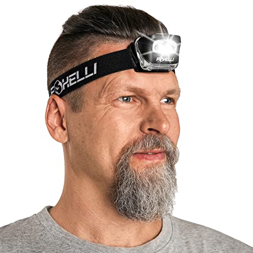 Foxelli LED Headlamp Flashlight for Adults & Kids, Running, Camping, Hiking Head Lamp with White & Red Light, Comfortable ...
