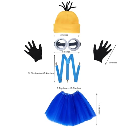 5PCS Halloween Costume Accesories Goggles Yellow Beanie Tutu Skirts Suspenders Gloves Halloween Costumes Cosplay