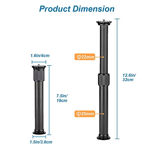 Carbon Fiber Tripod Extension Two-Section Rod Central Column Extender Tube for Photo Studio Monopod DSLR Camera Microphone...