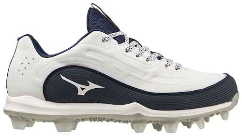 Mizuno Women's Finch Elite 6 Low TPU Softball Cleat, White/Navy, 9