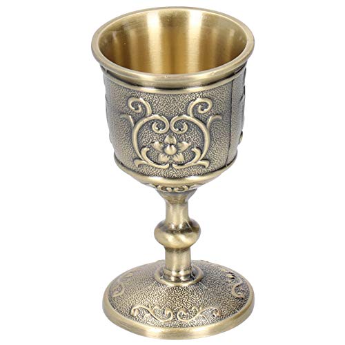 Bronze Wine Cup, Vintage Goblet Embossed European Royal Chalice Whiskey Drink Party Supplies, for Kitchen, Home, Bar, Wedd...