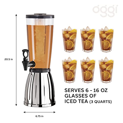 OGGI Beverage Dispenser - 3-quart / 6-Pints, Perfect for Parties, Use as Alcohol, Water, Lemonade Dispenser & More