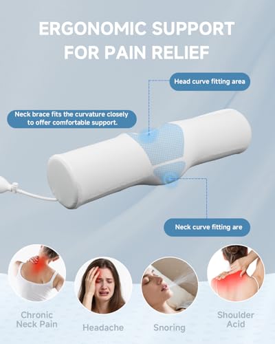 SMDR Adjustable Cervical Neck Pillow with Air Cushion, Ergonomic Bolster for Neck and Shoulder Support, Firm Polyurethane ...