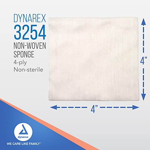 Dynarex Non-Woven Sponges, Non-Sterile, Gauze, for Cleansing, Prepping and Dressing, Highly-Absorbent, Less Linting, 4"x ...