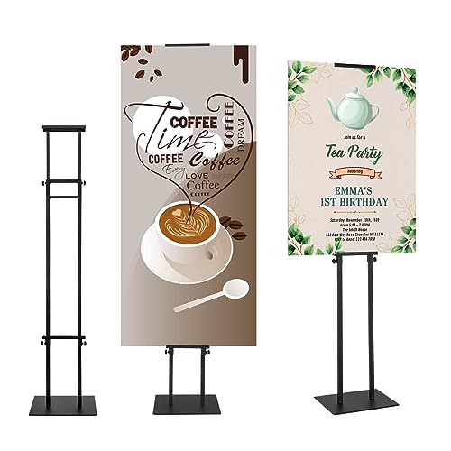 ZEGNEER Black Pedestal Poster Sign Stand for Display, Adjustable Height Up to 80 Inchs, Heavy Duty Banner Double Sided Sig...