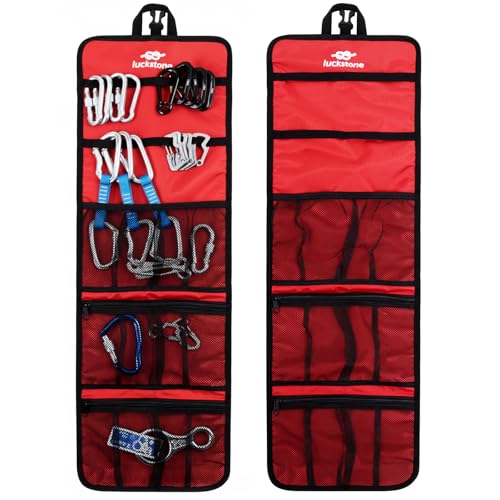 SATINIOR 2 Pack Climbing Quickdraw Hanging Storage Bag, Carabiner Hook Gear Equipment Parts Collections, Foldable Binding ...