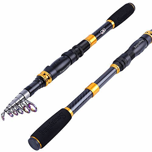 Sougayilang Telescopic Fishing Rod - 24 Ton Carbon Fiber Ultralight Fishing Pole with CNC Reel Seat, Portable Retractable ...