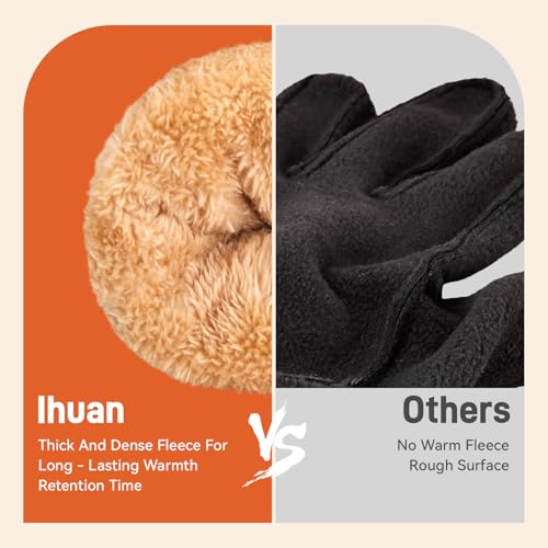 ihuan Winter Gloves for Men Women, Waterproof Warm Ski Snow Gloves Cold Weather, Thermal Touchscreen Skiing, Snowboarding,...