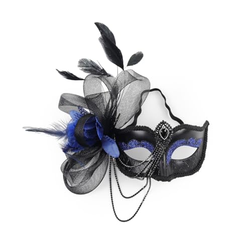 Comott elegant black feather masquerade ball mask for women and men - perfect couple accessory for masquerade Halloween