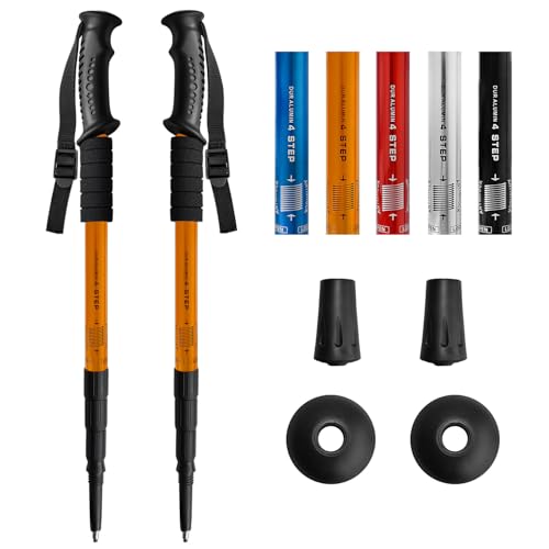 Ynaize 2 Pack Hiking Poles for Junior, Nordic Walking Trekking Pole Hiking Sticks Lightweight Collapsible & Shock-Absorben...
