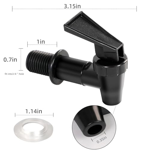 4 PCS Replacement Cooler Faucet Spigot, Leakproof Plastic Tap Set for Beverage Dispensers, Water Coolers & Jug, Black Mult...