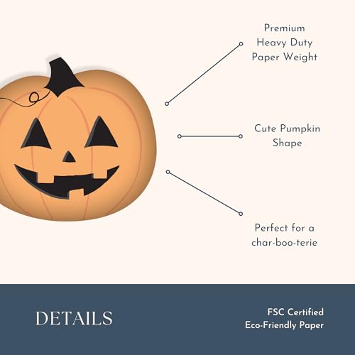 Bonjour Fête Orange Jack-O-Lantern Small Paper Party Plates | Disposable Dessert Plates | Premium Party Supplies | Hallowe...