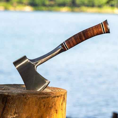 ESTWING Special Edition Sportsman's Axe - 14" Camping Hatchet with Forged Steel Construction & Genuine Leather Grip - E24ASEA