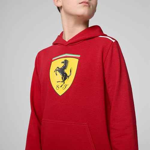 PUMA Scuderia Ferrari F1 Kids' Hoodie with Large Scudetto shield print on chest