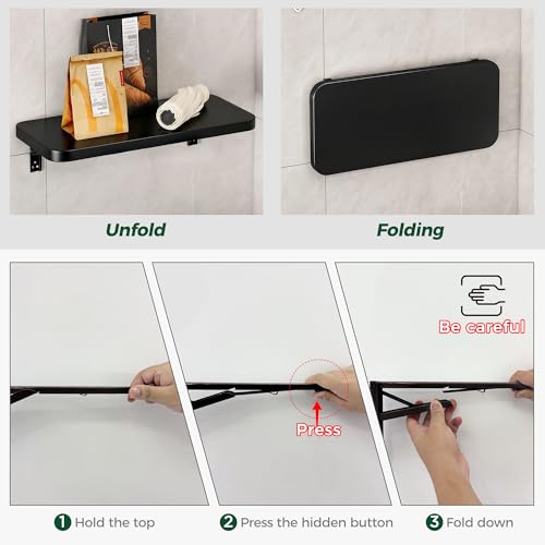 vie poetique Folding Tables Space Efficient Wall Mounted Fold Out Table, The Preferred Choice for Garages and Sheds/Home O...