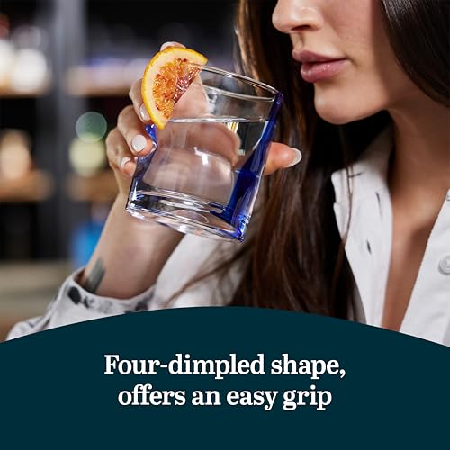 Libbey Blue Ribbon Rock Glasses Set, Artisan-Inspired Four-Dimple Shaped Glass Cups, Dishwasher Safe Whiskey Glasses Set o...
