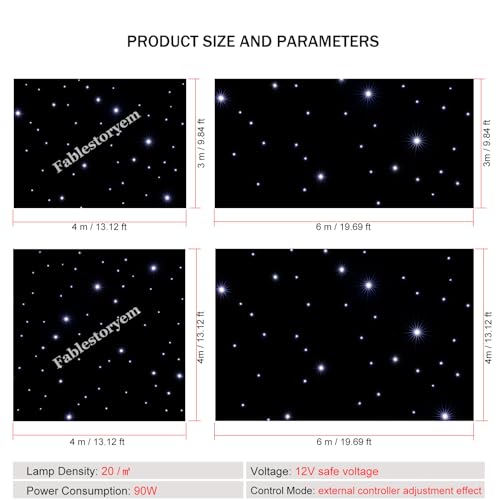 Fablestoryem LED Stage Backdrop Star Light Curtain Backdrops,Led Stage Star Backdrop with DMX 512 Control,Stage Wedding St...