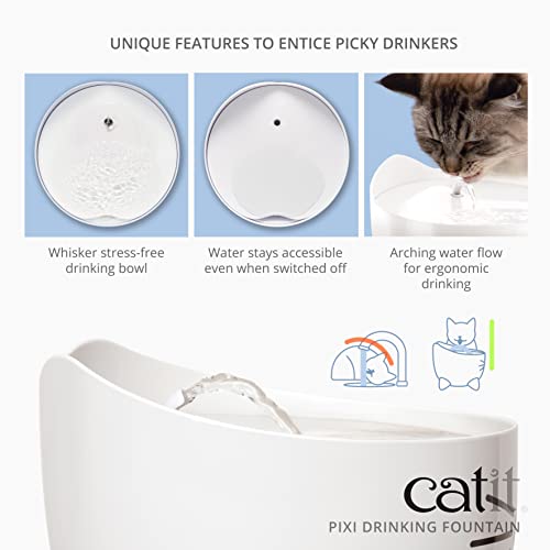 Catit PIXI Cat Drinking Fountain, Running Water Fountain, Pink