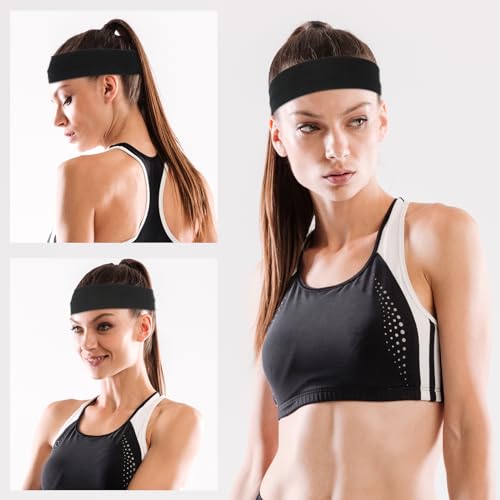 Mabor 3PCS Headbands for Women Non Slip Elastic Sweat Hairbands Sports Aesthetic Hair Bands Soft Cloth Fabric Stretchy Hea...