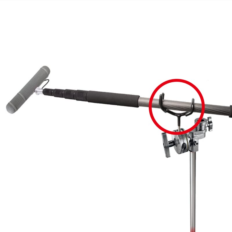 Atian Microphone Metal Boom Pole Holder Audio Boom Cradle Mount Stand