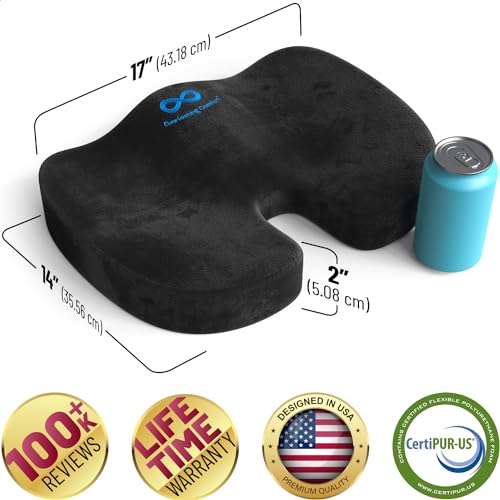 Everlasting Comfort Doctor Recommended Memory Foam Seat Cushion for Office Chairs & Car - Ergonomic Office Desk Accessorie...