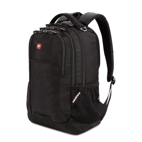 SwissGear 5505 Cecil 16” Laptop Backpack Black – Daily Laptop Bag with Gear Attachment Options – Multiple Organizer Pocket...